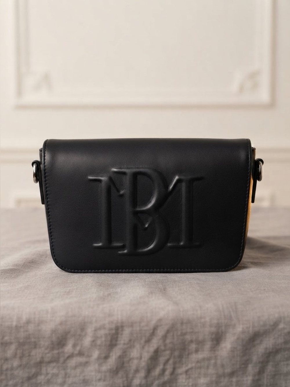 Badgley Mischa Debossed black vegan leather crossbody bag